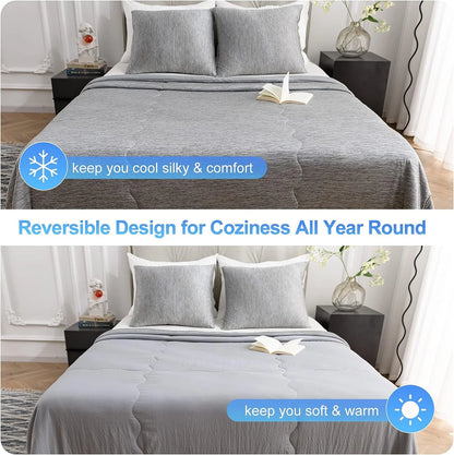 Dual-Sided Cooling Comforter King Size, Washable Lightweight Cooling Blanket with Q-Max > 0.5 Arc-Chill Cooling Fiber, Cool Sleeping Summer Blanket for Night Sweats Hot Sleeper (90"X 108")