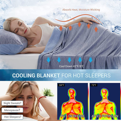 Cooling Blanket for Hot Sleepers King Size, Q-Max>0.5 Arc-Chill Cooling Blanket with Double-Sided Design, Japanese Cooling Fiber Absorbs Body Heat, Soft Cold Blankets for Sleeping Summer